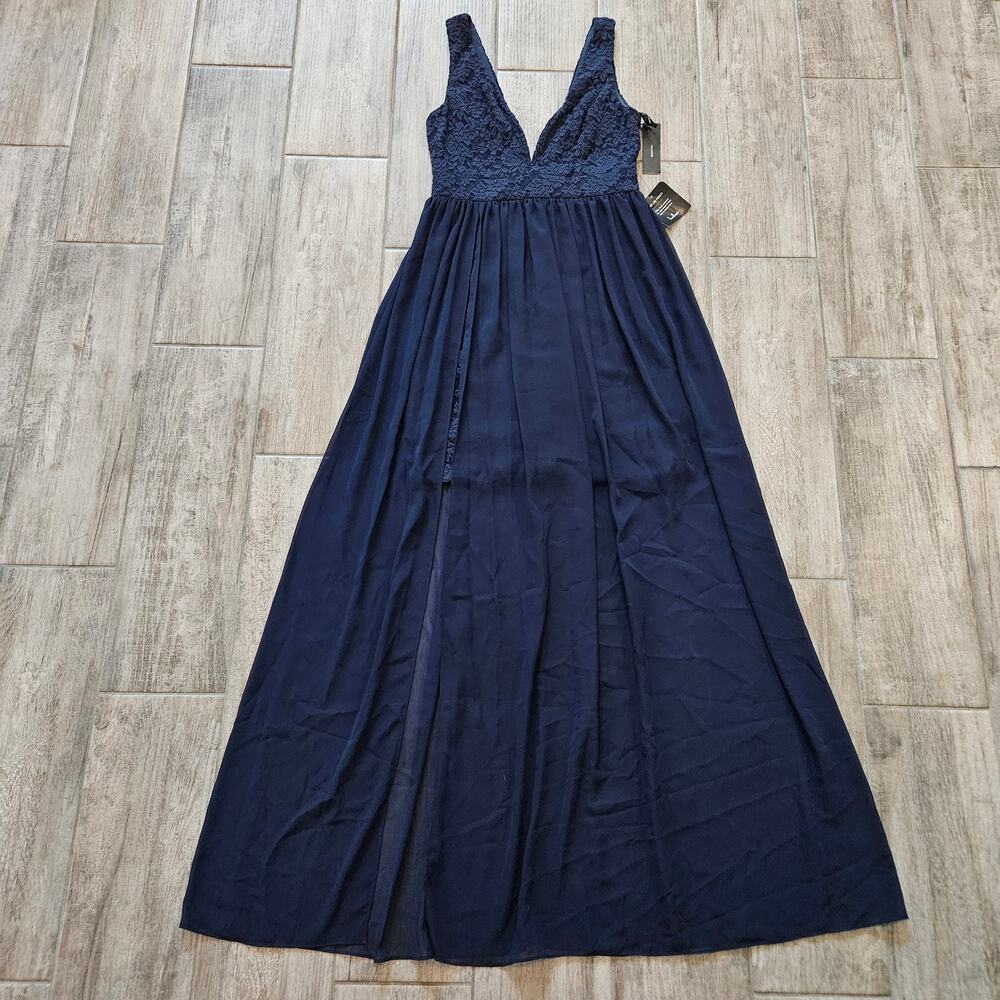Lulu's Navy Lace-Top Maxi Dress